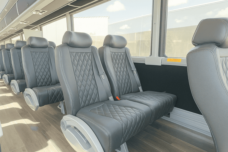 interior of Turlock Coach Bus Service charter bus