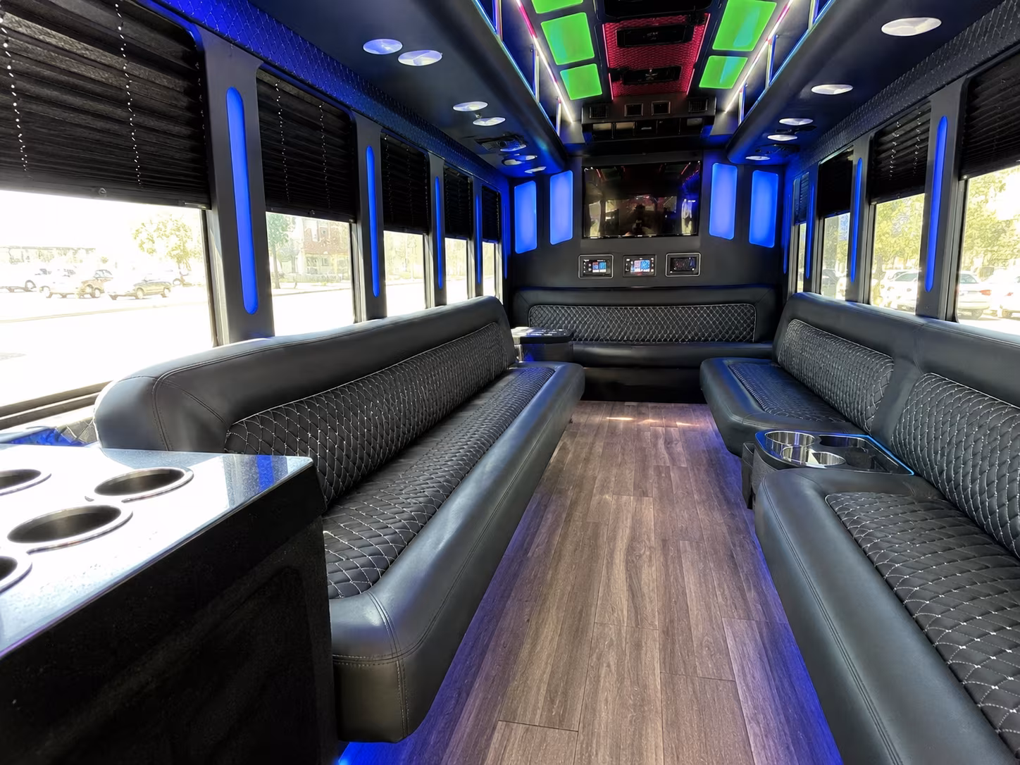 turlock 15 passenger party bus inside
