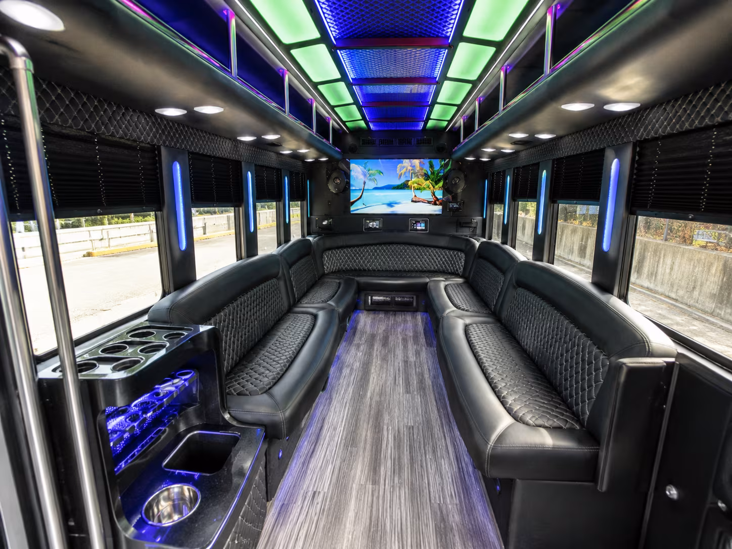 turlock 18 passenger party bus inside